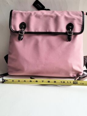 Anello Pink Canvas Backpack with Dark Brown Trim